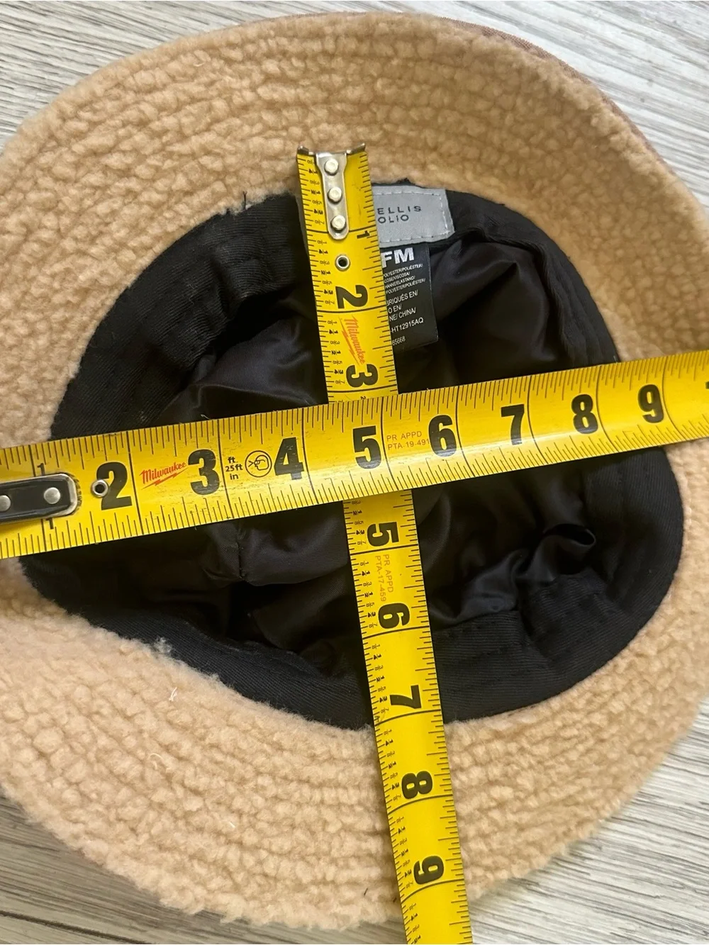 Perry Ellis Frayed-Edge Tan Bucket Hat one size